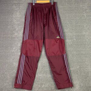 Vintage Y2K Adidas Windbreaker Pants Men's Large Burgundy Ankle Zipper Nylon